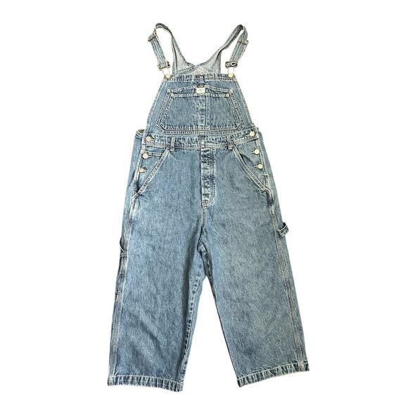 Vintage Y2K Calvin Klein Cropped Denim Carpenter Overalls Women's size Medium - Picture 2 of 15